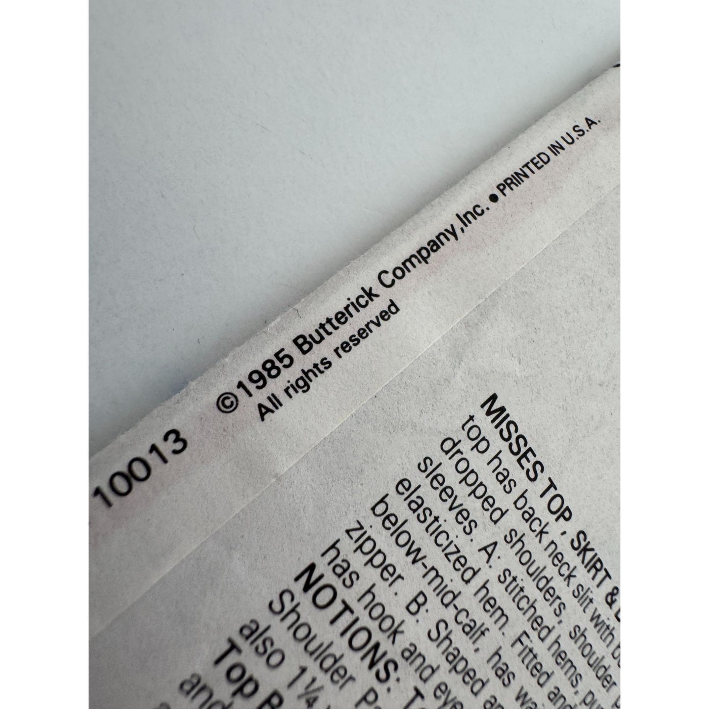 Butterick Sewing Pattern 3409 Vintage 80s Work Top Skirt Belt Outfit 8 10 12 UC