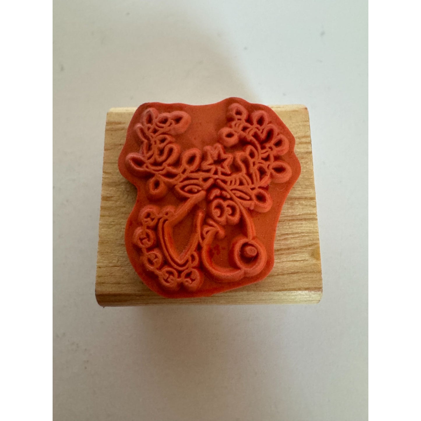 Reindeer Rubber Stamp Christmas Festive Lights Bells Small Holiday Card Making