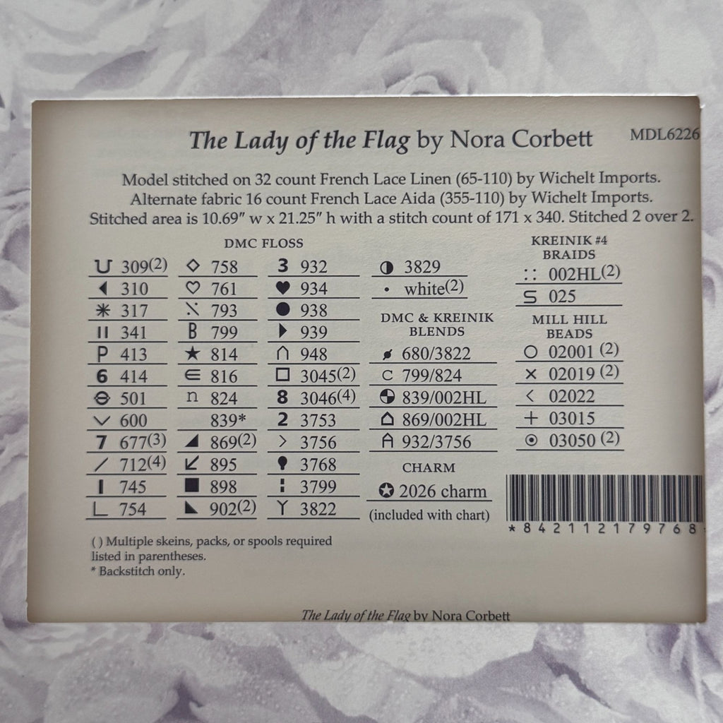Mirabilia Cross Stitch Pattern Lady of the Flag Nora Corbett Chart Only MDL6226 Patriotic