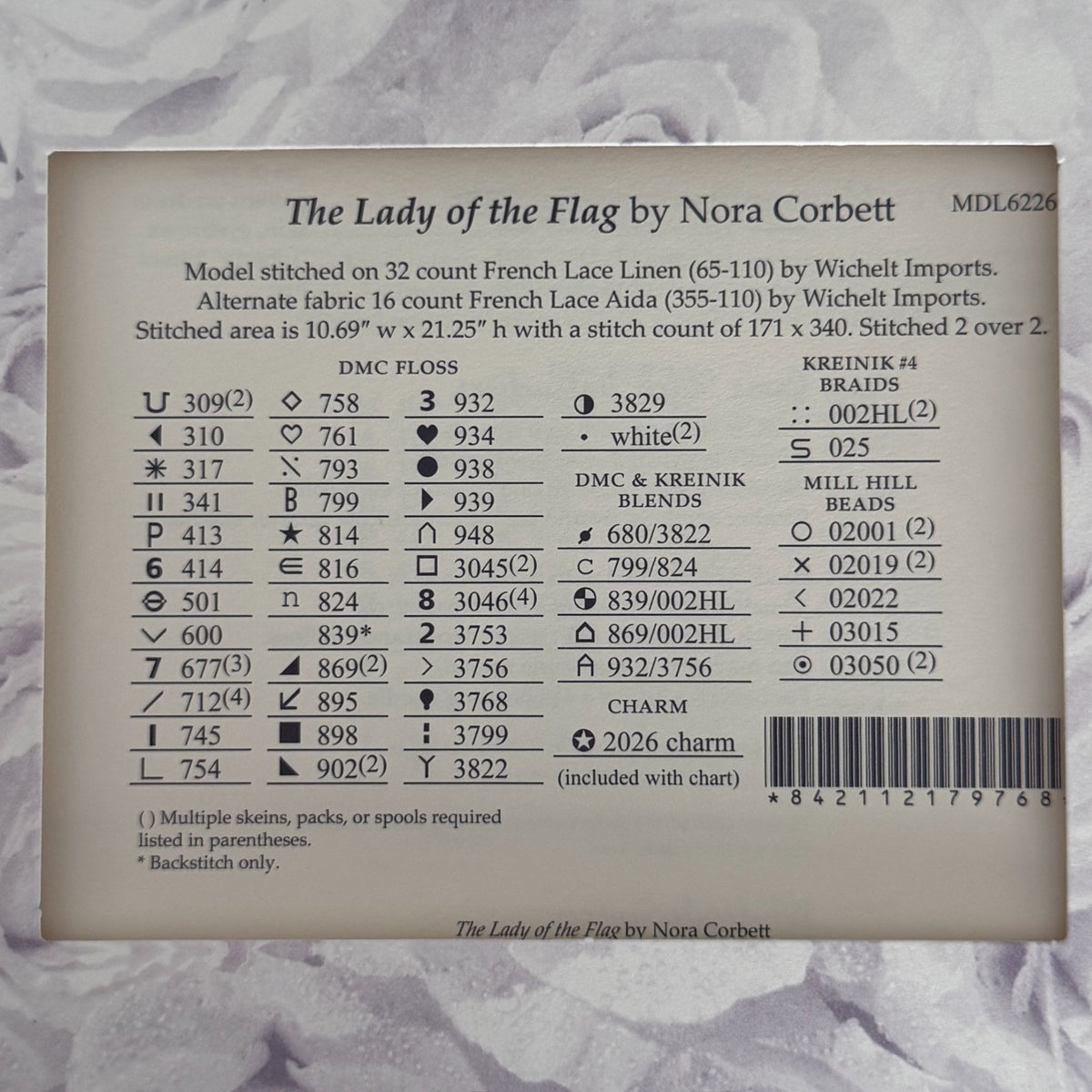 Mirabilia Cross Stitch Pattern Lady of the Flag Nora Corbett Chart Only MDL6226 Patriotic