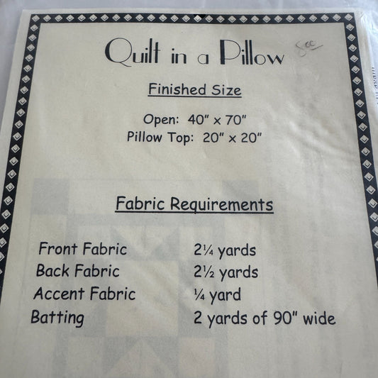 Calico Cat Quilt In A Pillow Quilting Pattern Steinhorst 40x70 inch Star Pocket