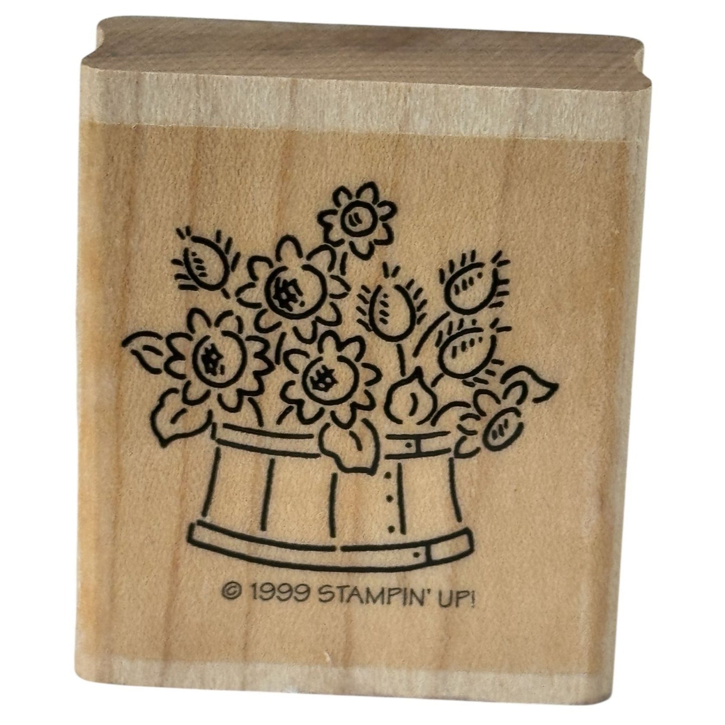 Stampin Up Rubber Stamp Floral Barrel Flowers Crafting Stamping Card Making Wood