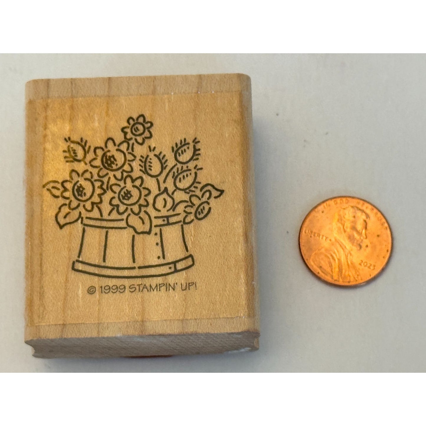 Stampin Up Rubber Stamp Floral Barrel Flowers Crafting Stamping Card Making Wood