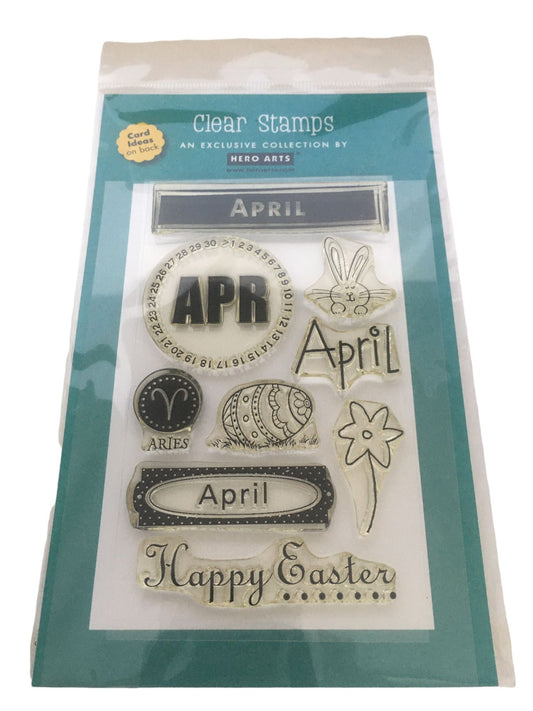 Hero Arts Clear Stamp Set Easter Bunny Egg Month of April Calendar Card Making Craft