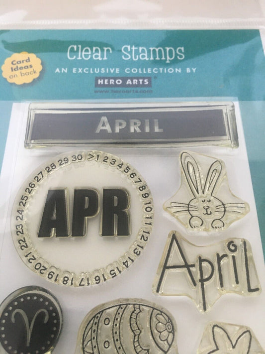Hero Arts Clear Stamp Set Easter Bunny Egg Month of April Calendar Card Making Craft