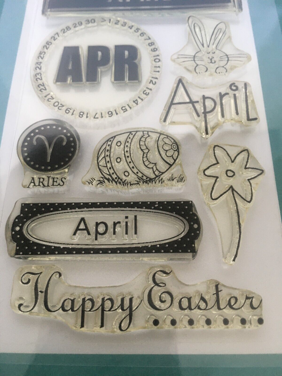 Hero Arts Clear Stamp Set Easter Bunny Egg Month of April Calendar Card Making Craft
