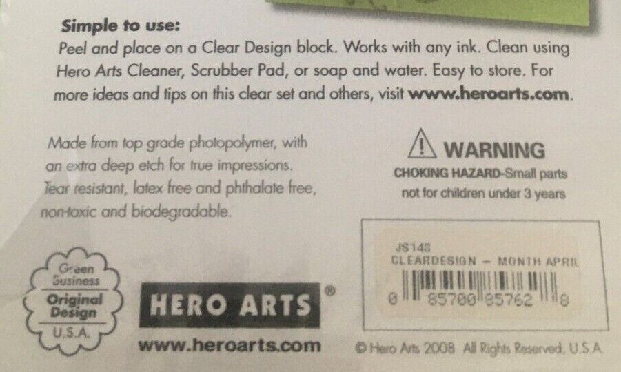Hero Arts Clear Stamp Set Easter Bunny Egg Month of April Calendar Card Making Craft