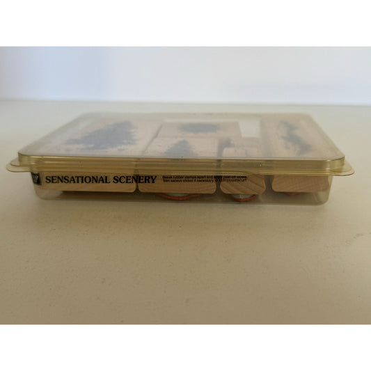 Stampin Up Rubber Stamp Set Sensational Scenery Tree Rocks Grass Hill Landscape