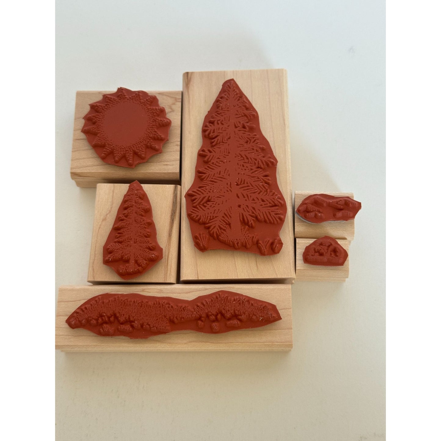 Stampin Up Rubber Stamp Set Sensational Scenery Tree Rocks Grass Hill Landscape