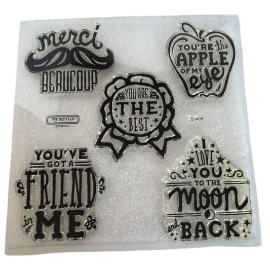 CTMH Acrylic Stamp Set You've Got a Friend in Me Merci Beaucoup Words My Acrylix