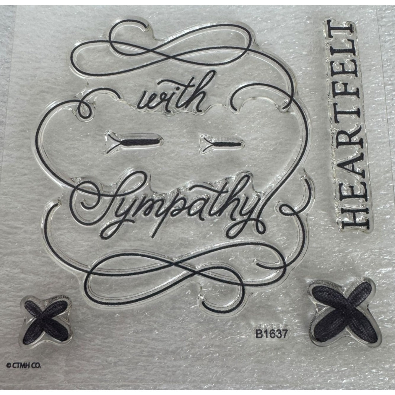 CTMH My Acrylix Acrylic Stamp Set With Heartfelt Sympathy Card Making Word B1637