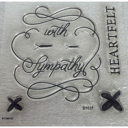 CTMH My Acrylix Acrylic Stamp Set With Heartfelt Sympathy Card Making Word B1637