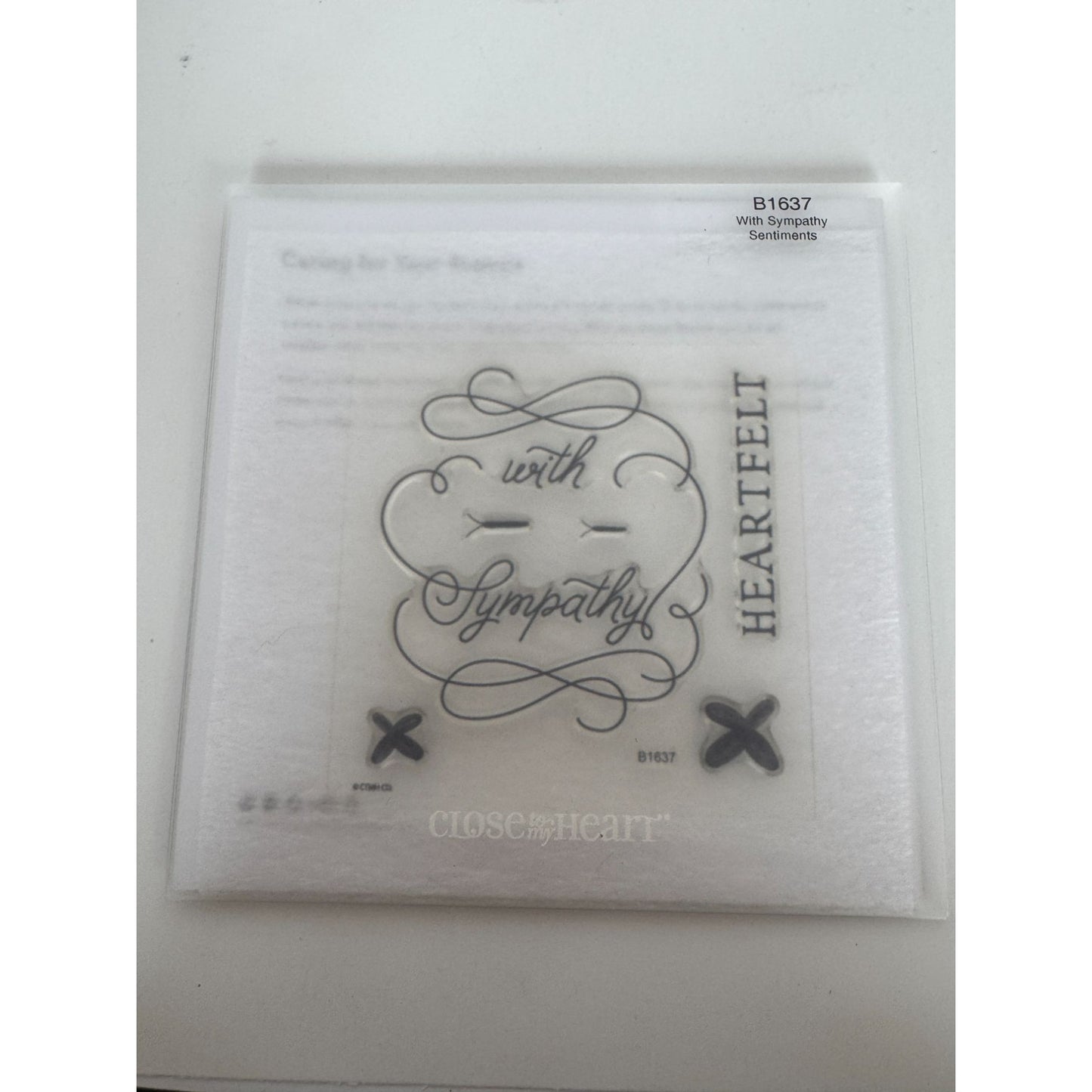 CTMH My Acrylix Acrylic Stamp Set With Heartfelt Sympathy Card Making Word B1637
