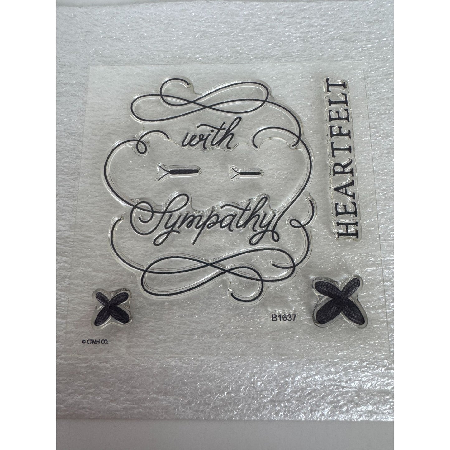 CTMH My Acrylix Acrylic Stamp Set With Heartfelt Sympathy Card Making Word B1637