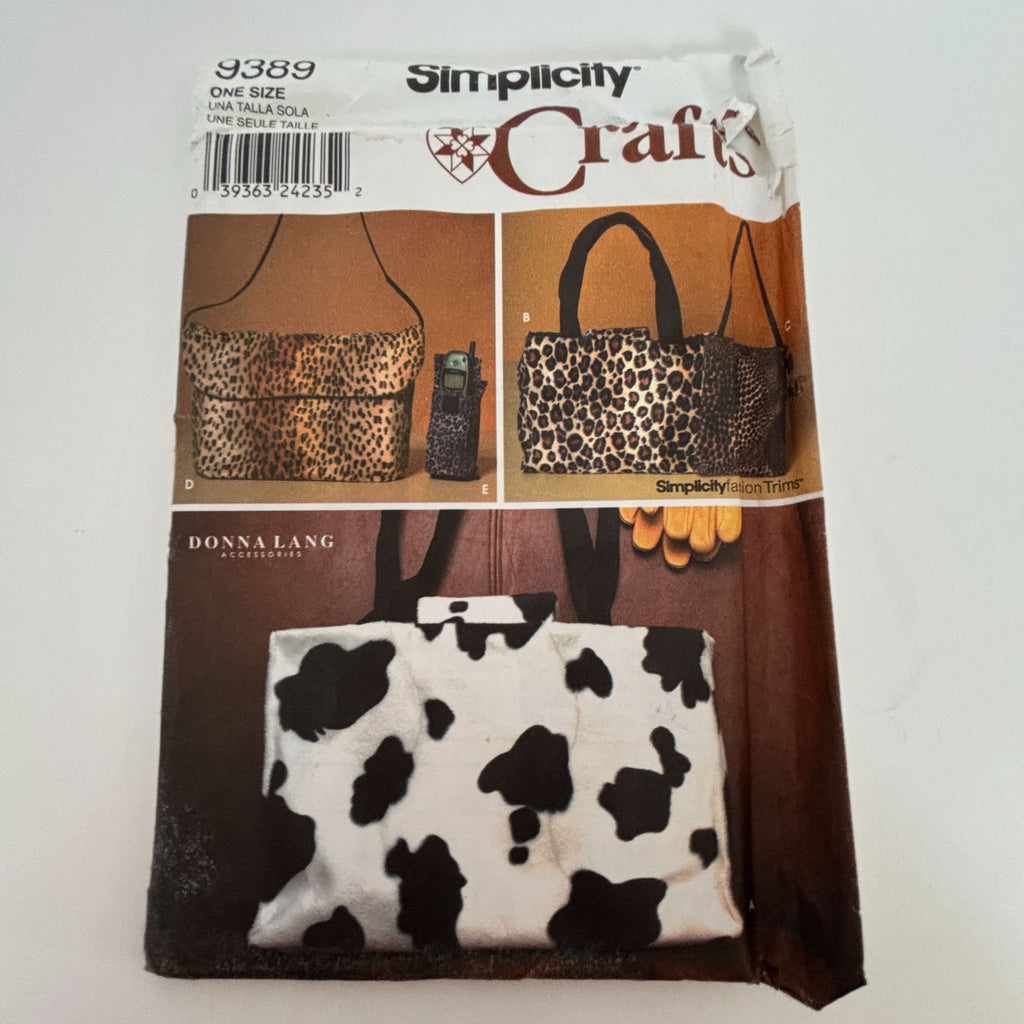 Simplicity Craft Sewing Pattern 9389 Donna Lang Bag Purse Fur Accessories Uncut