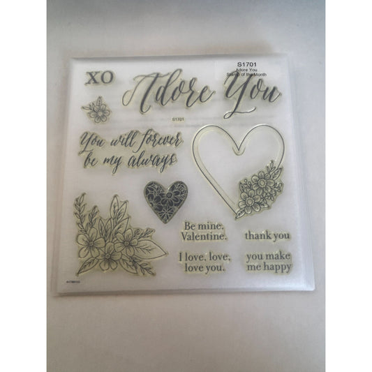 CTMH Acrylic Stamp Set Adore You I Love You Anniversary Card Making Words S1701