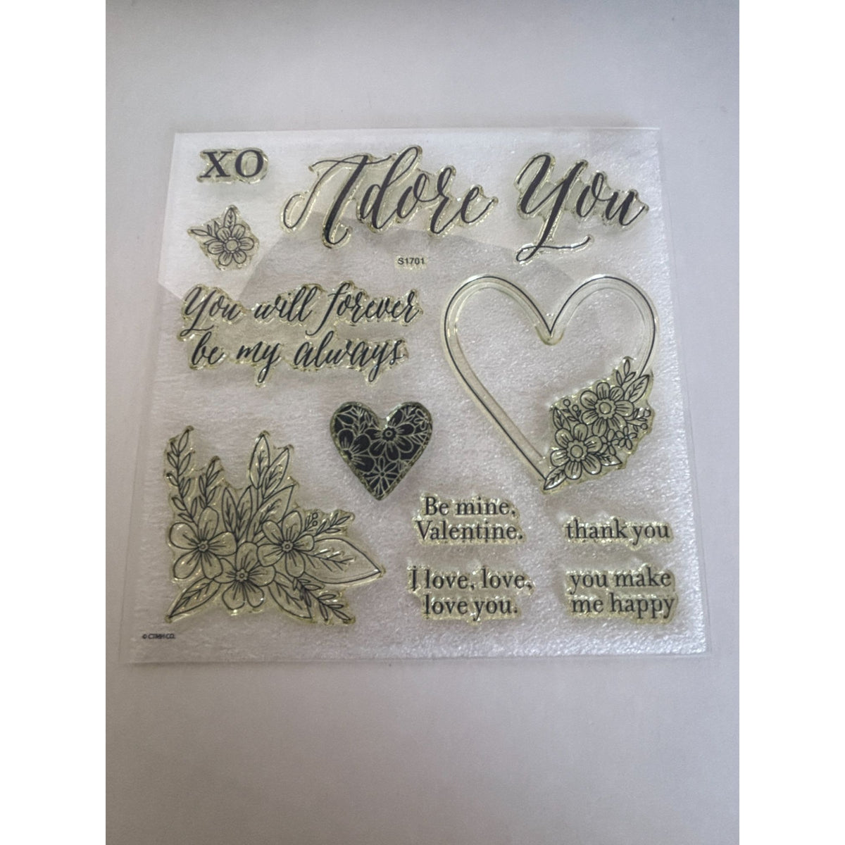 CTMH Acrylic Stamp Set Adore You I Love You Anniversary Card Making Words S1701