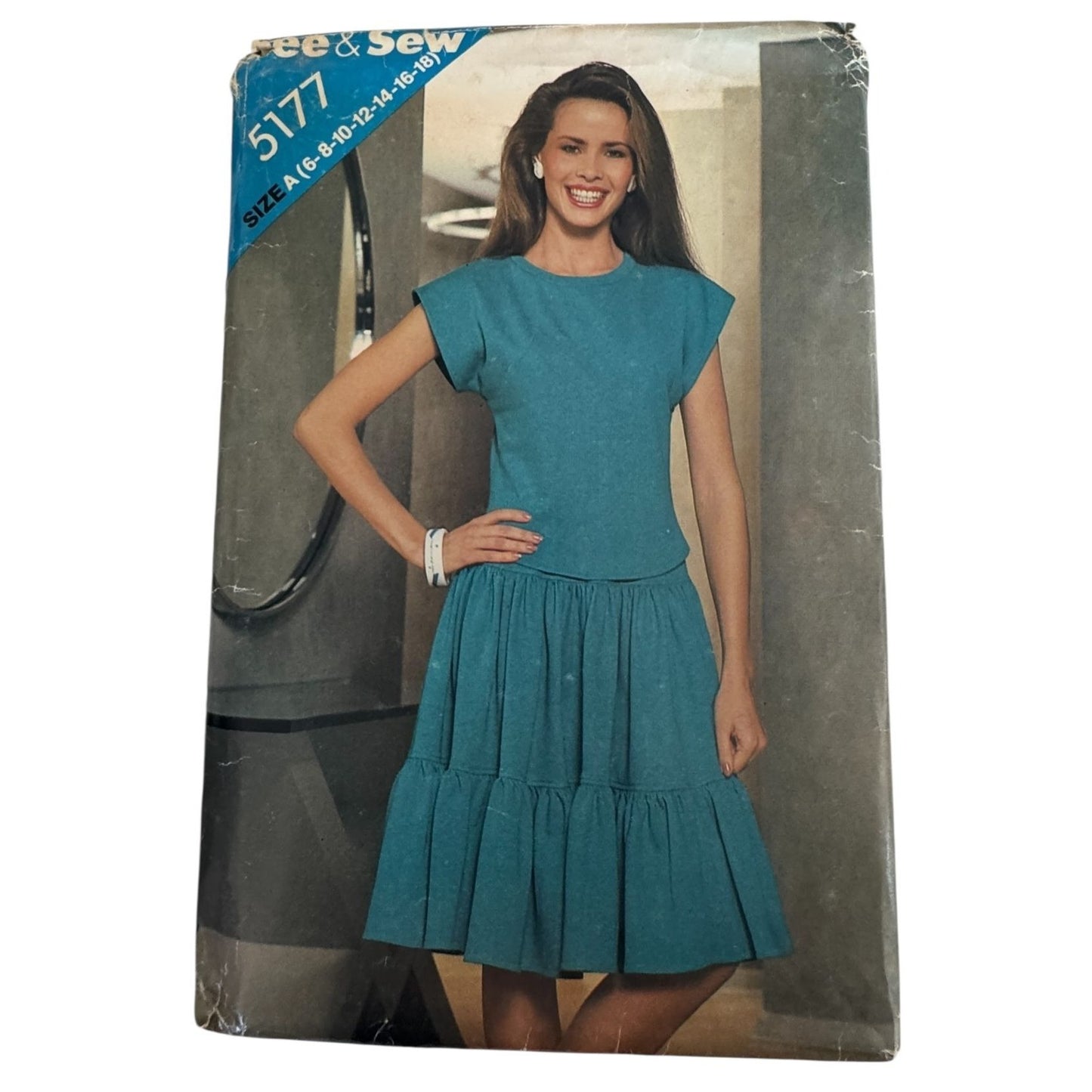 Butterick Sewing Pattern 5177 70s Boho Top Tiered Skirt Vintage Knit Top 6-18 Uncut