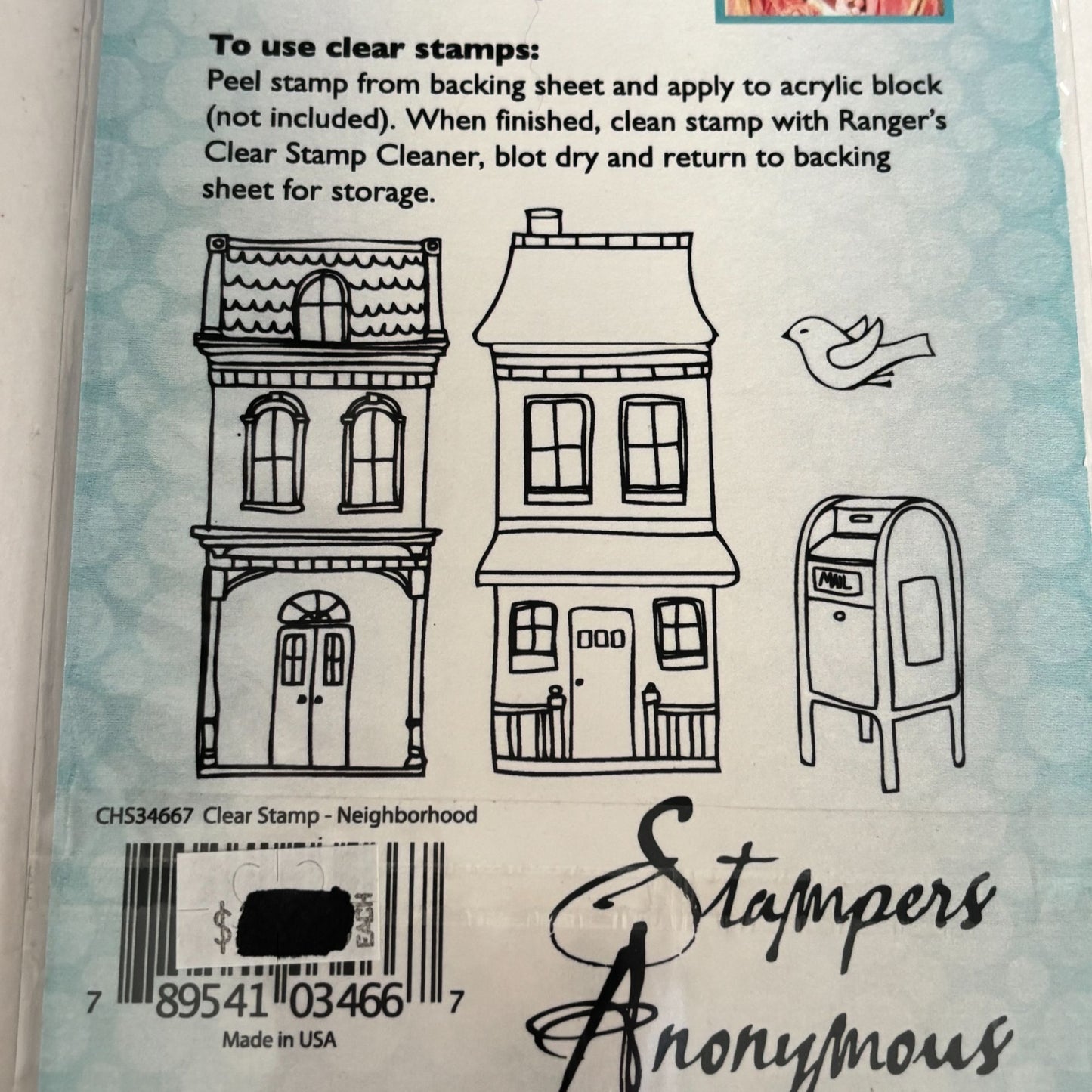 Stampers Anonymous Clear Stamp Set Neighborhood House Claudine Hellmuth Craft Cardmaking Bicycle Mailbox