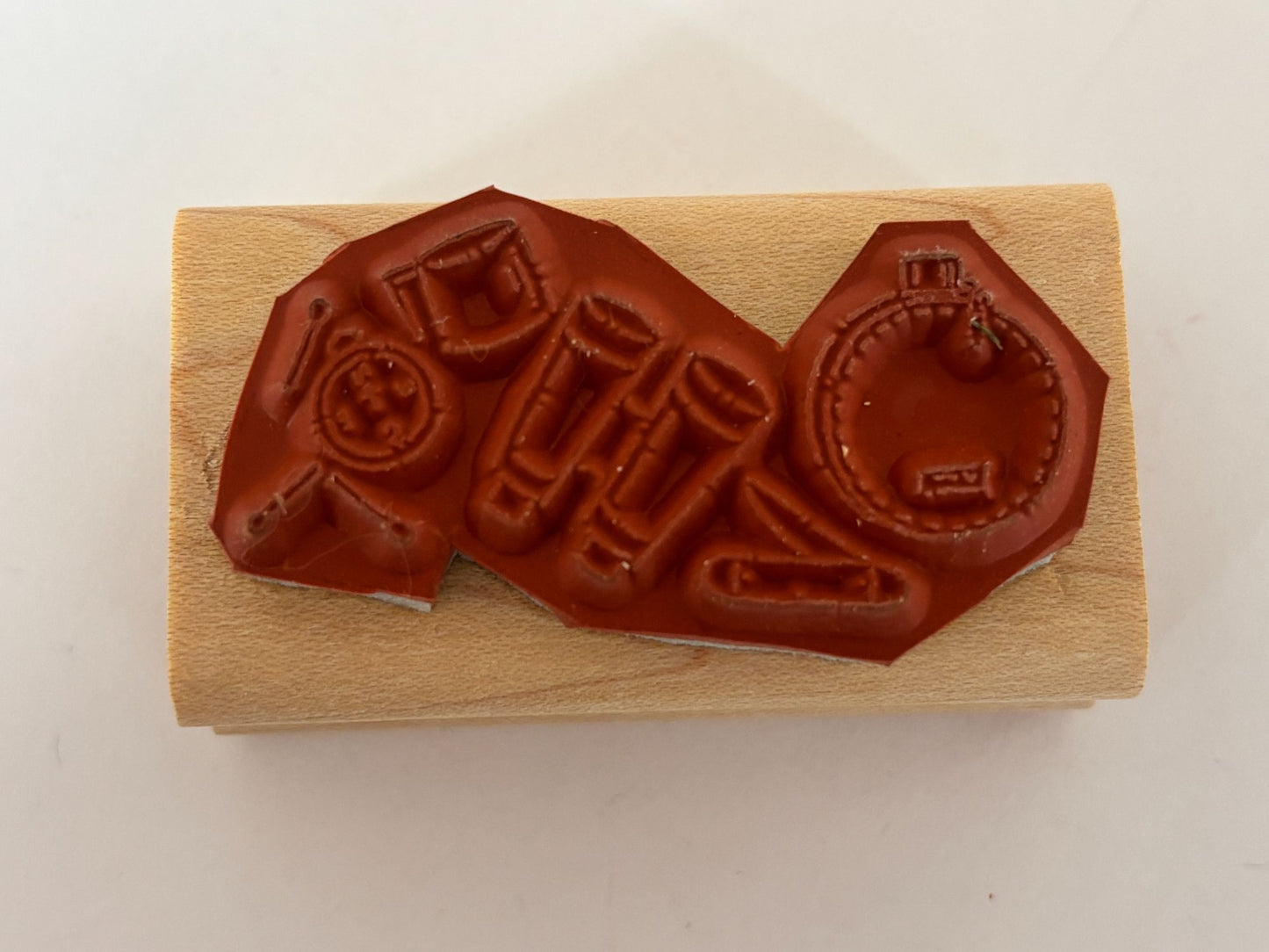 Stampin Up Rubber Stamp Scouting Tools Camping Canteen Compass Survival Wooden