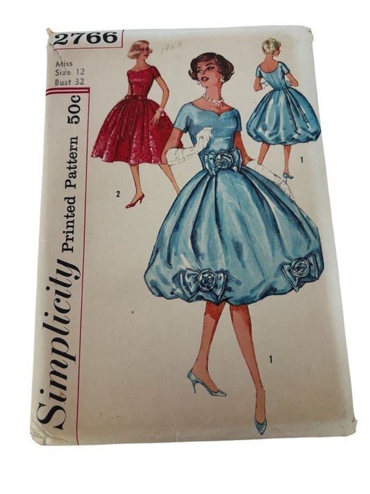 Simplicity Vintage Sewing Pattern 2766 Prom Dress Formal Dance 12 Bust 32 1950s