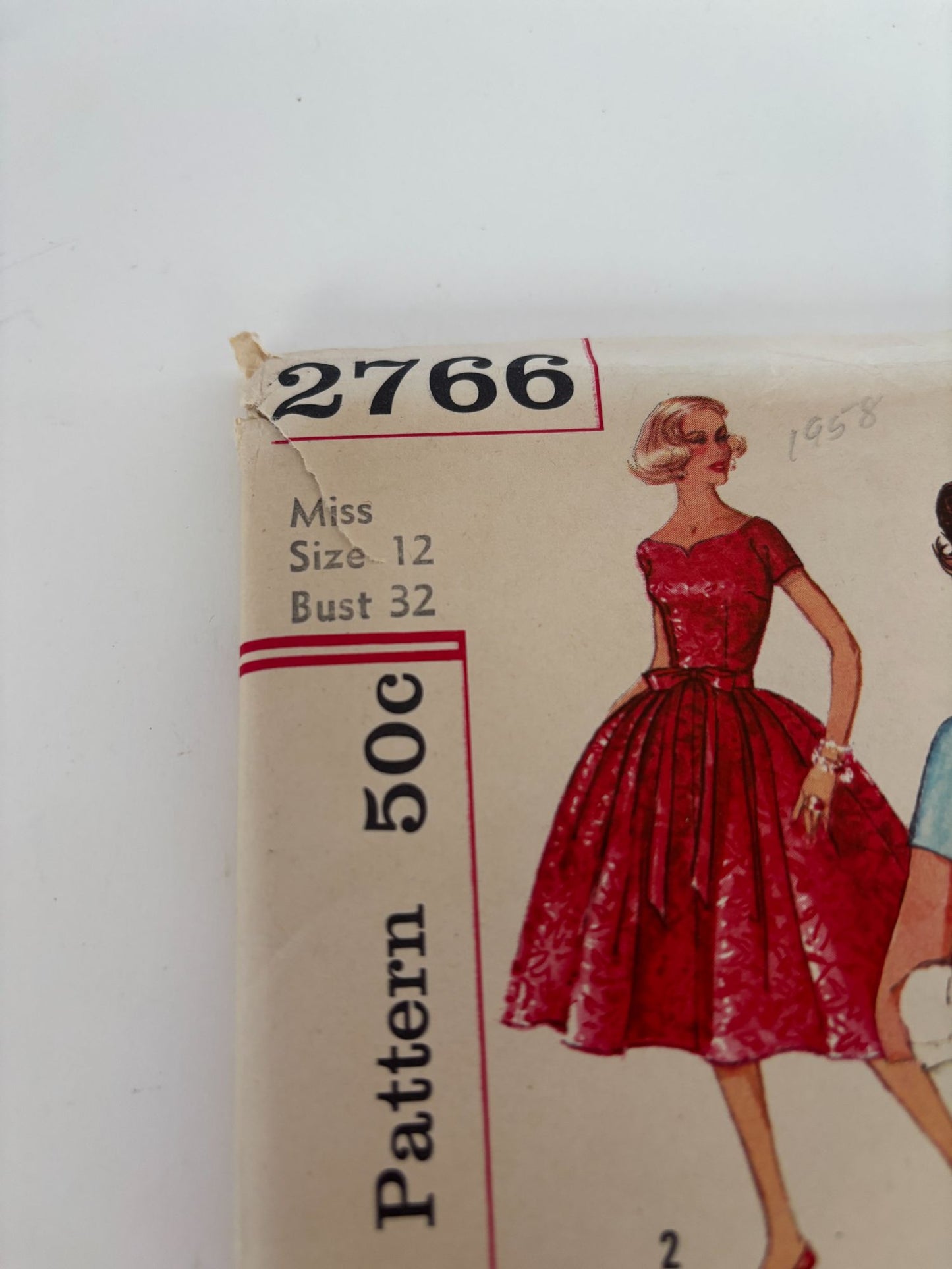 Simplicity Vintage Sewing Pattern 2766 Prom Dress Formal Dance 12 Bust 32 1950s