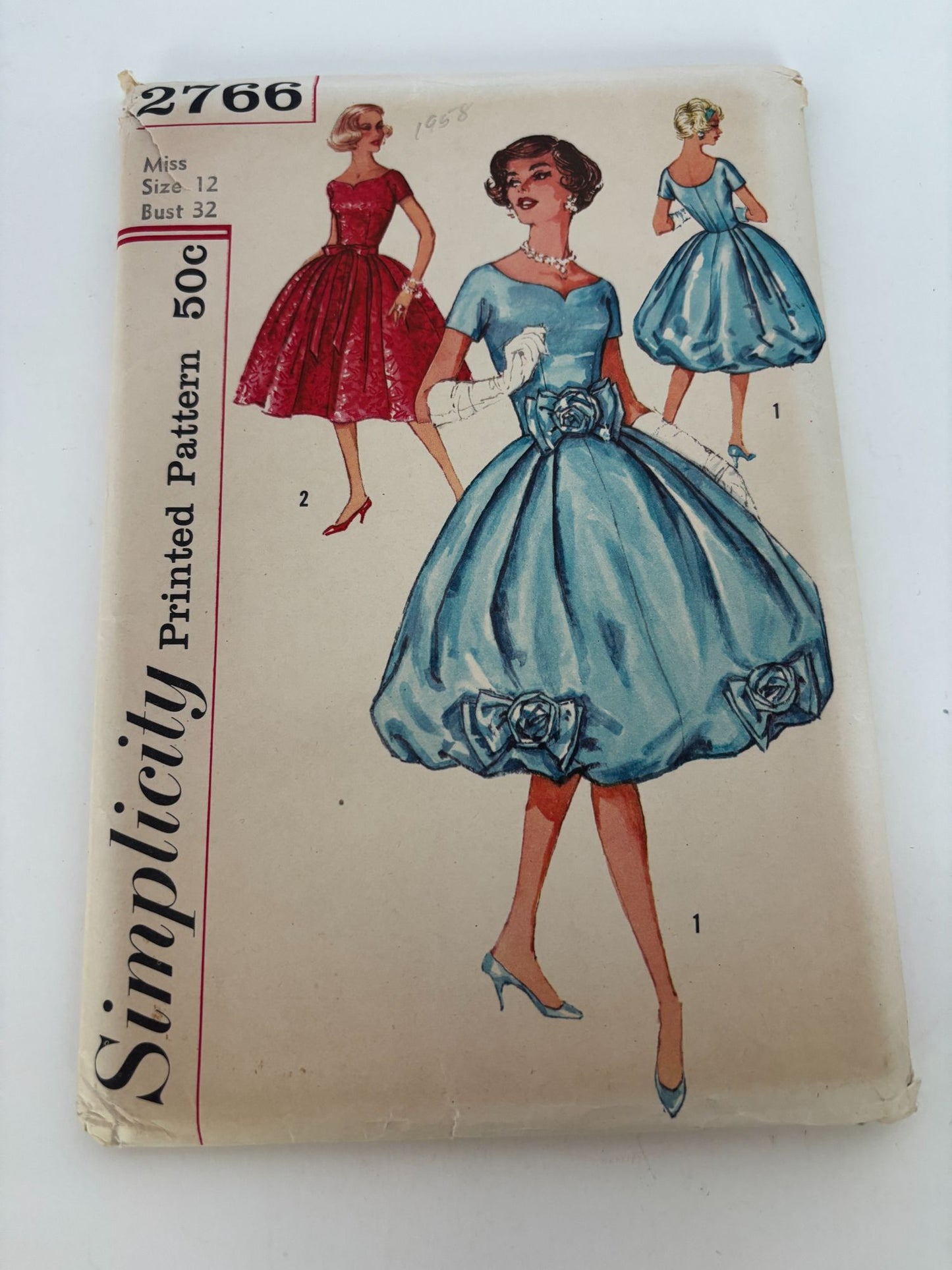Simplicity Vintage Sewing Pattern 2766 Prom Dress Formal Dance 12 Bust 32 1950s