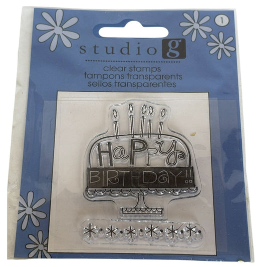 Studio G Clear Stamps Happy Birthday Cake Card Making Star Border Celebration