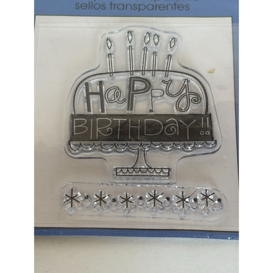 Studio G Clear Stamps Happy Birthday Cake Card Making Star Border Celebration