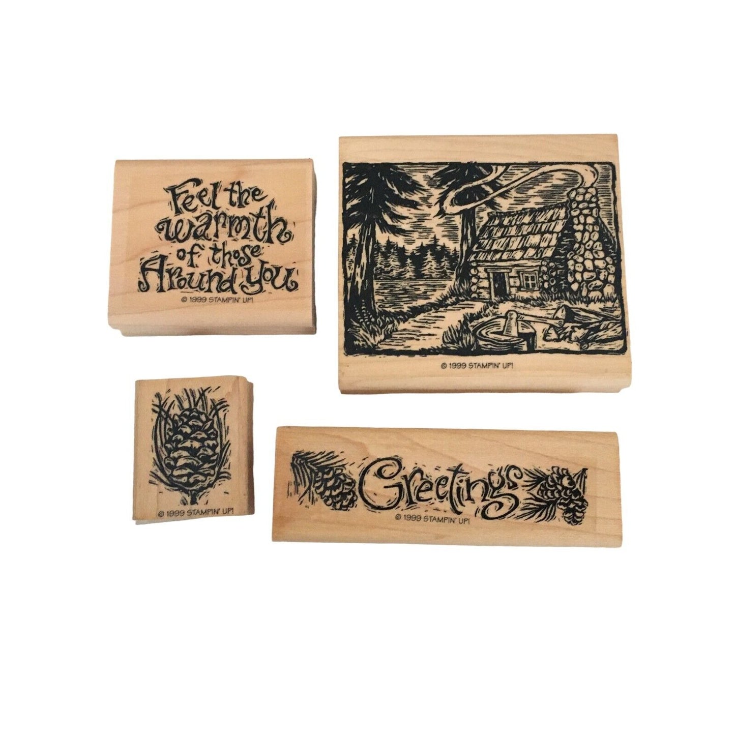 Stampin Up Rubber Stamp Feel The Warmth Christmas Winter Holiday Pine Cone Card