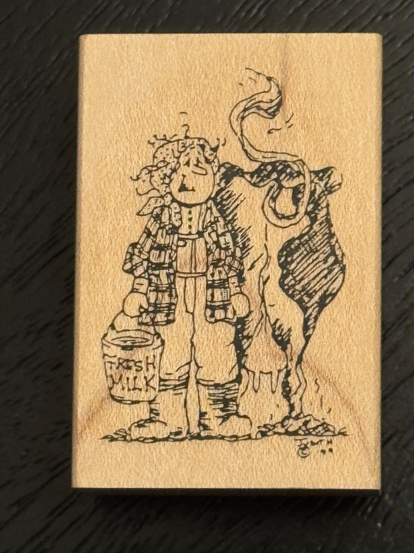 Judith Rubber Stamp Fresh Milk My Ladies Milking the Cow Farm Chores Mom Funny