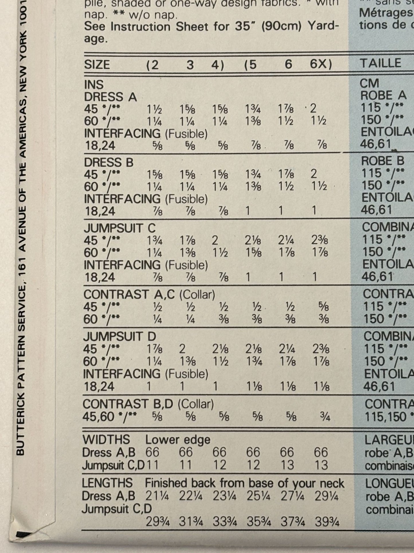 Butterick Sewing Pattern 5398 Romper Dress Jumpsuit Toddler Girls 2 3 4 1990s UC