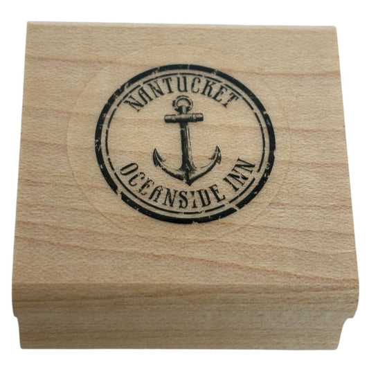Stampin Up Wood Rubber Stamp Nantucket Oceanside Inn Anchor Circle Nautical Sea