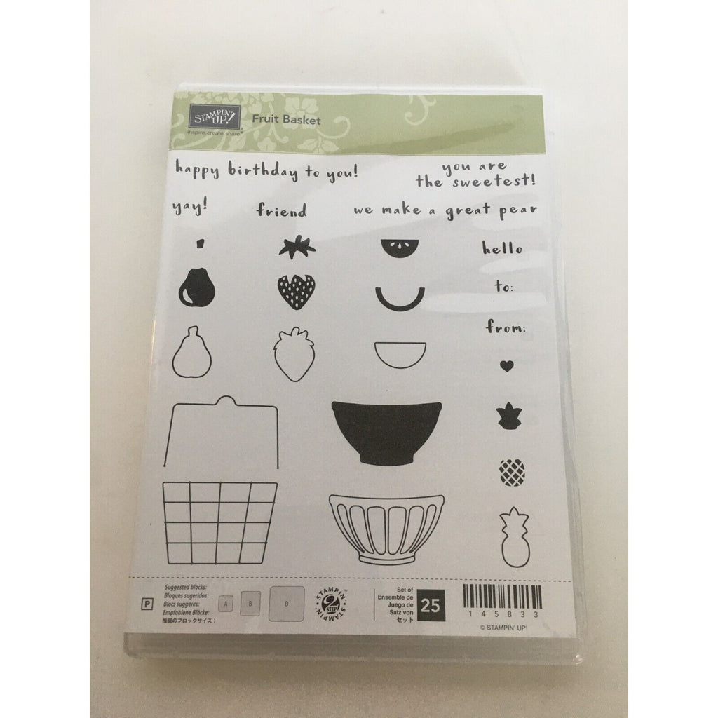 Stampin Up Fruit Basket Acrylic Stamps Food Hello Happy Birthday Friend To From