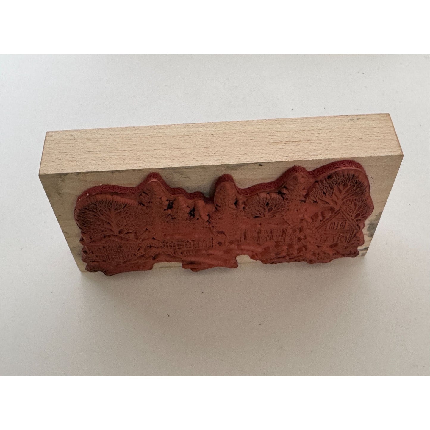 PSX Rubber Stamp Winter Village Scene Church Houses Snow Christmas Holiday K1603