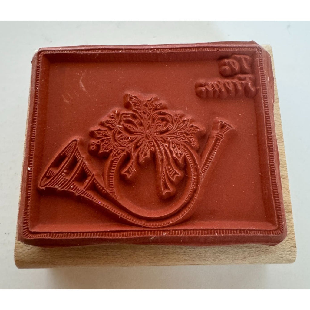 Stampin Up Rubber Stamp Christmas Gift Tag Card Making French Horn Holly To From
