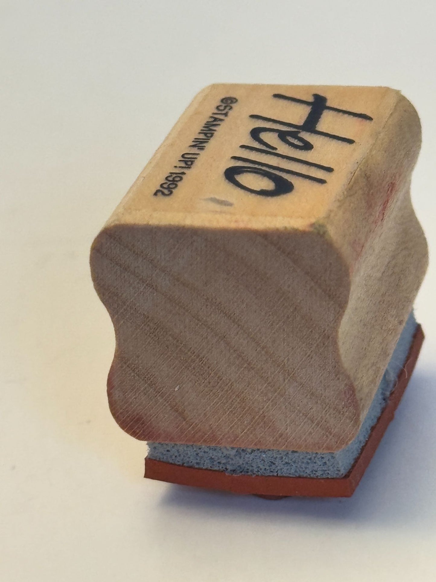 Stampin Up Wood Rubber Stamp Hello Word Greeting Friendship Card Sentiment Small