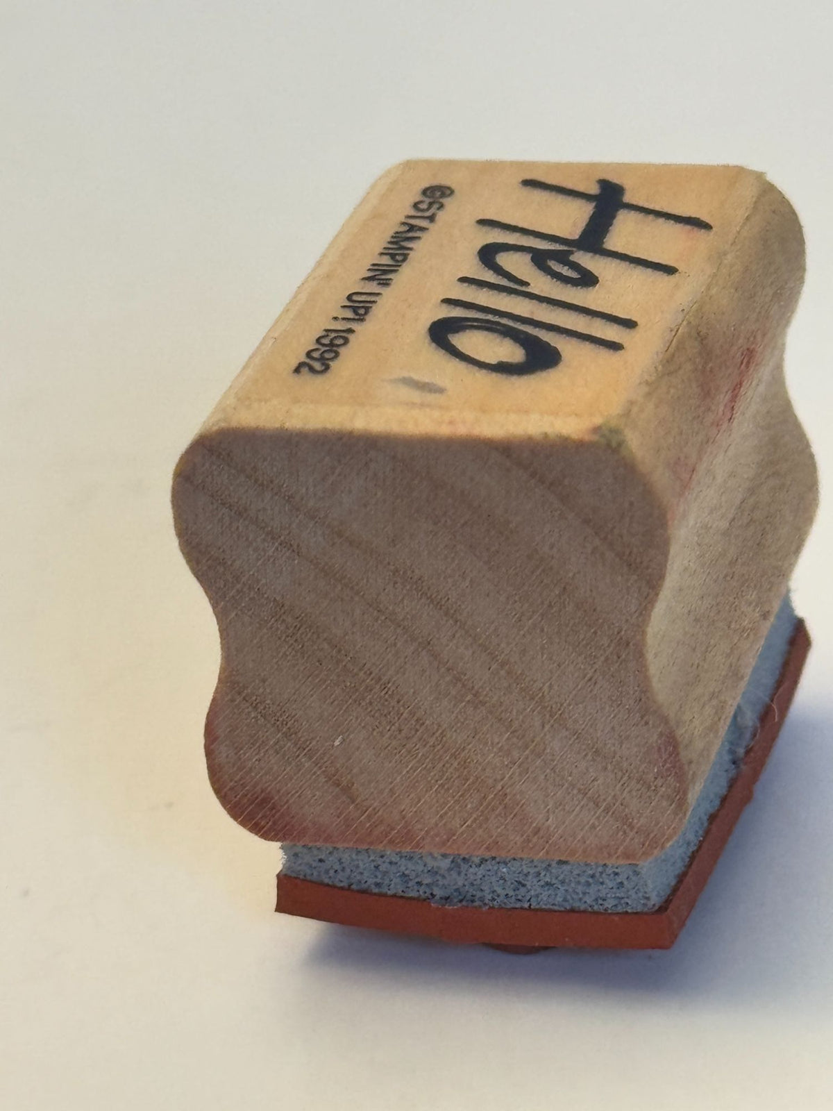 Stampin Up Wood Rubber Stamp Hello Word Greeting Friendship Card Sentiment Small