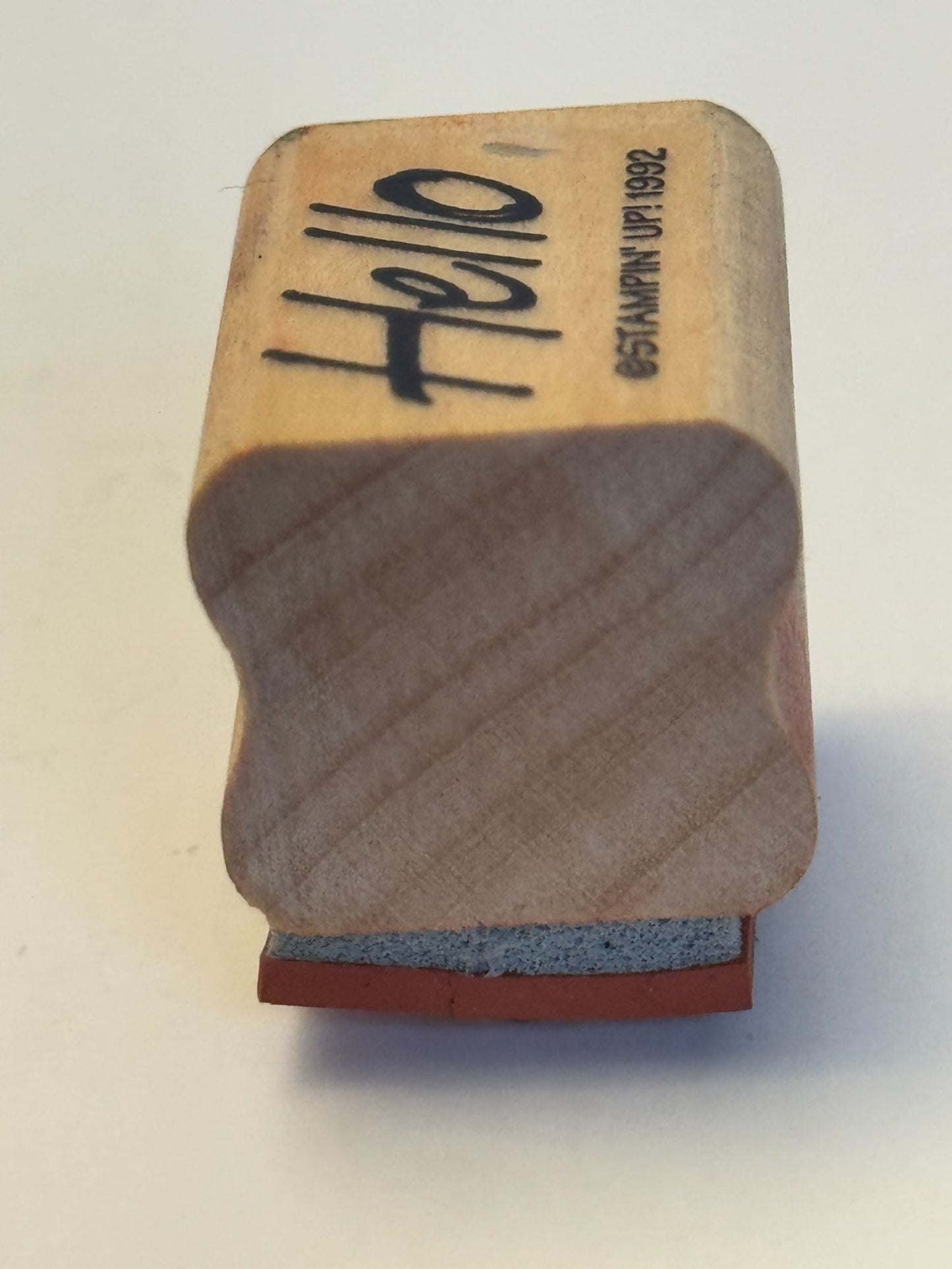 Stampin Up Wood Rubber Stamp Hello Word Greeting Friendship Card Sentiment Small