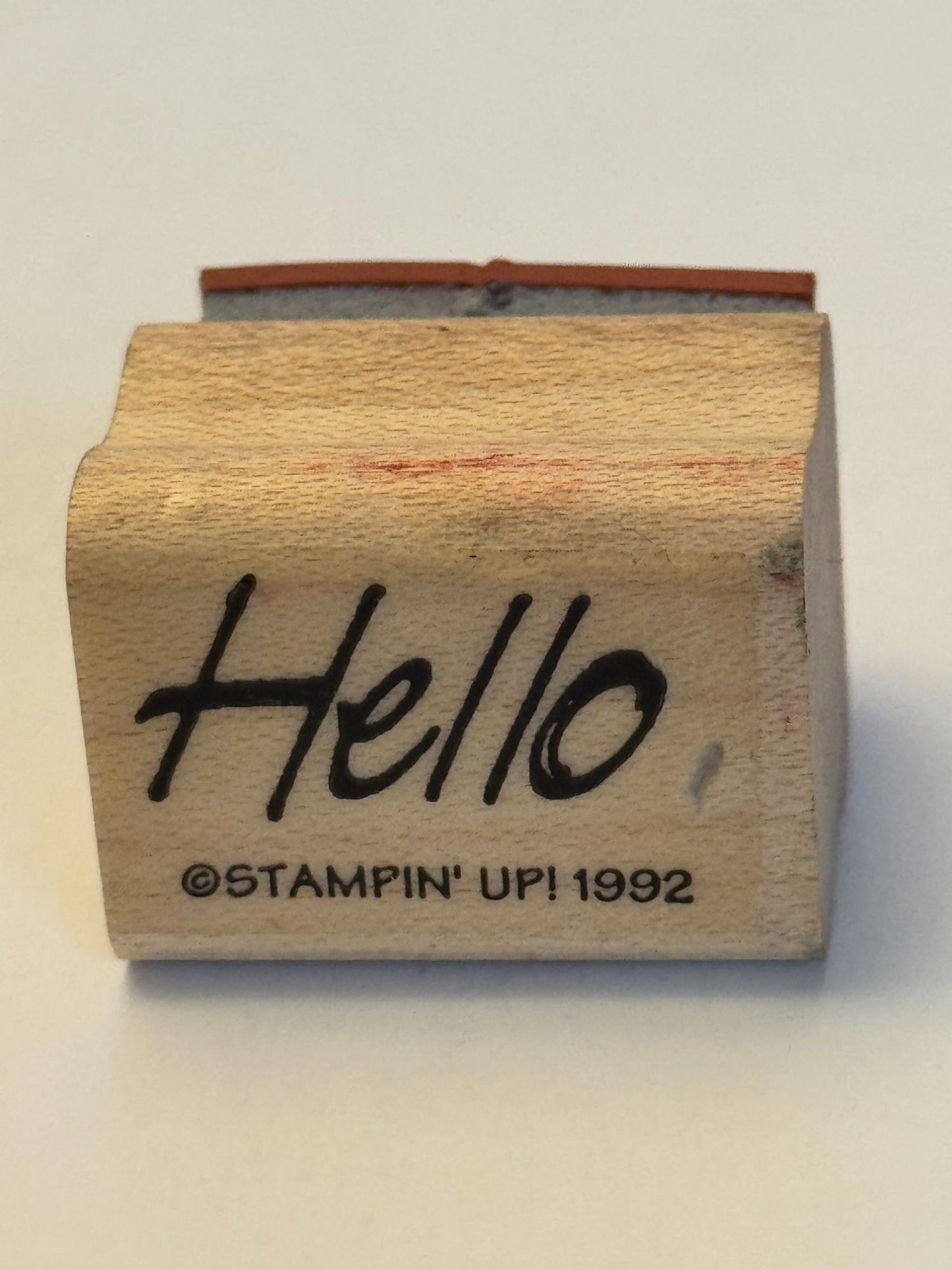 Stampin Up Wood Rubber Stamp Hello Word Greeting Friendship Card Sentiment Small