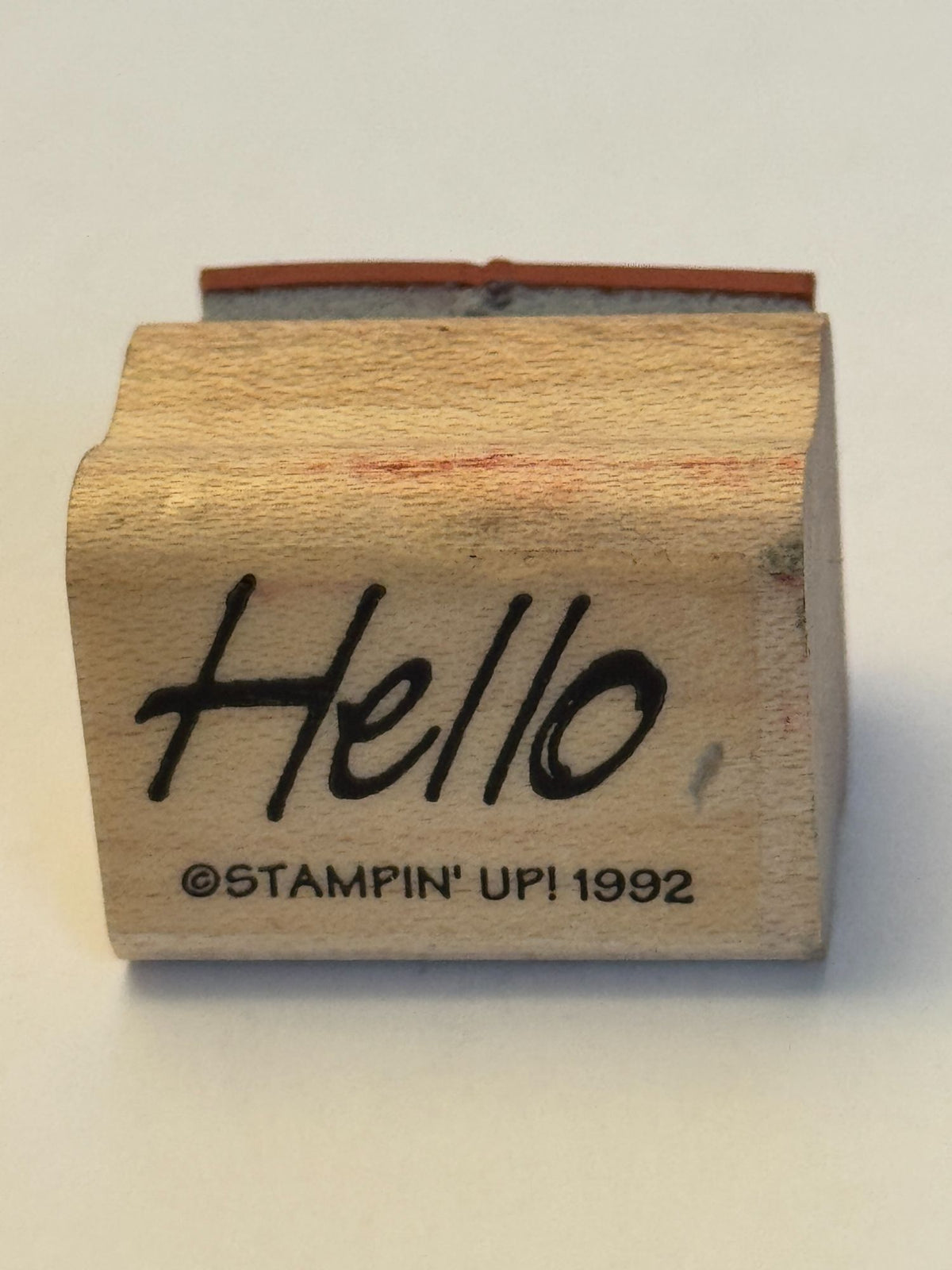 Stampin Up Wood Rubber Stamp Hello Word Greeting Friendship Card Sentiment Small