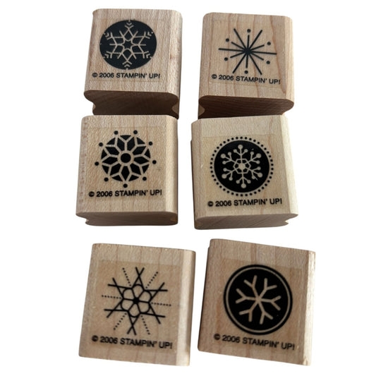 Stampin Up Rubber Stamps Snow Flurries Set of 6 Snowflakes Small Christmas Craft