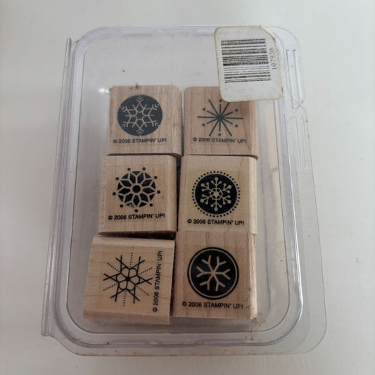 Stampin Up Rubber Stamps Snow Flurries Set of 6 Snowflakes Small Christmas Craft