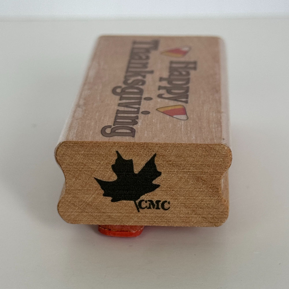 Canadian Maple Rubber Stamp Happy Thanksgiving Candy Corn Fall Card Making Words Sentiment Wooden