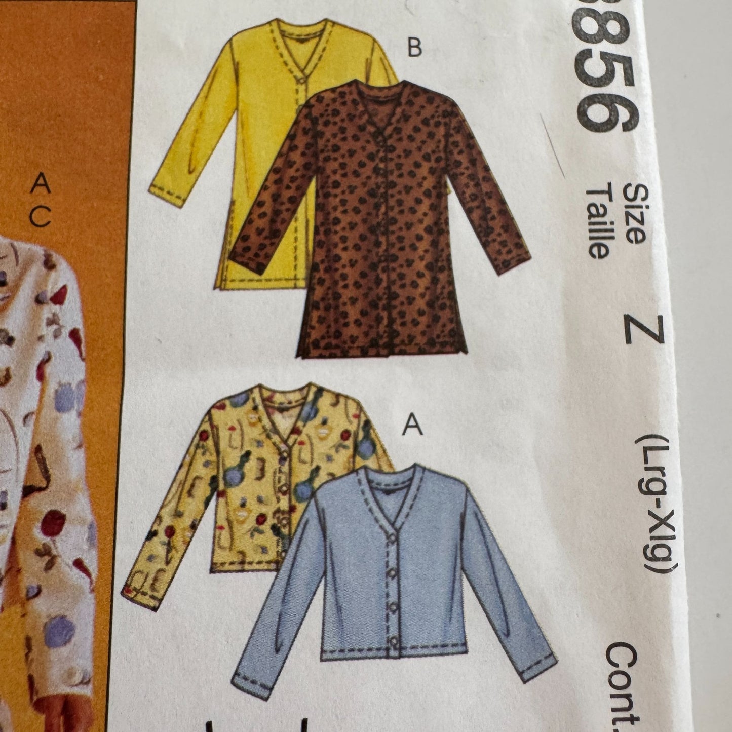 McCalls Sewing Pattern 3856 Pajamas Top Camisole Shorts Pants Easy L XL 16-22 UC