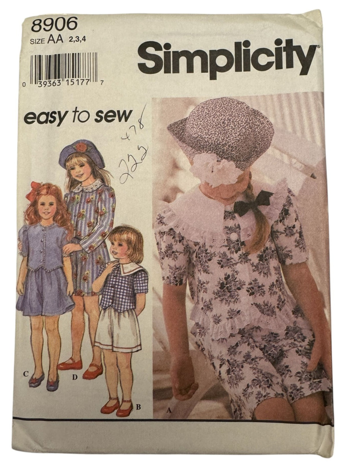 Simplicity Sewing Pattern 8906 Shirt Shorts Outfit Summer Easy Girls 2 3 4 Uncut