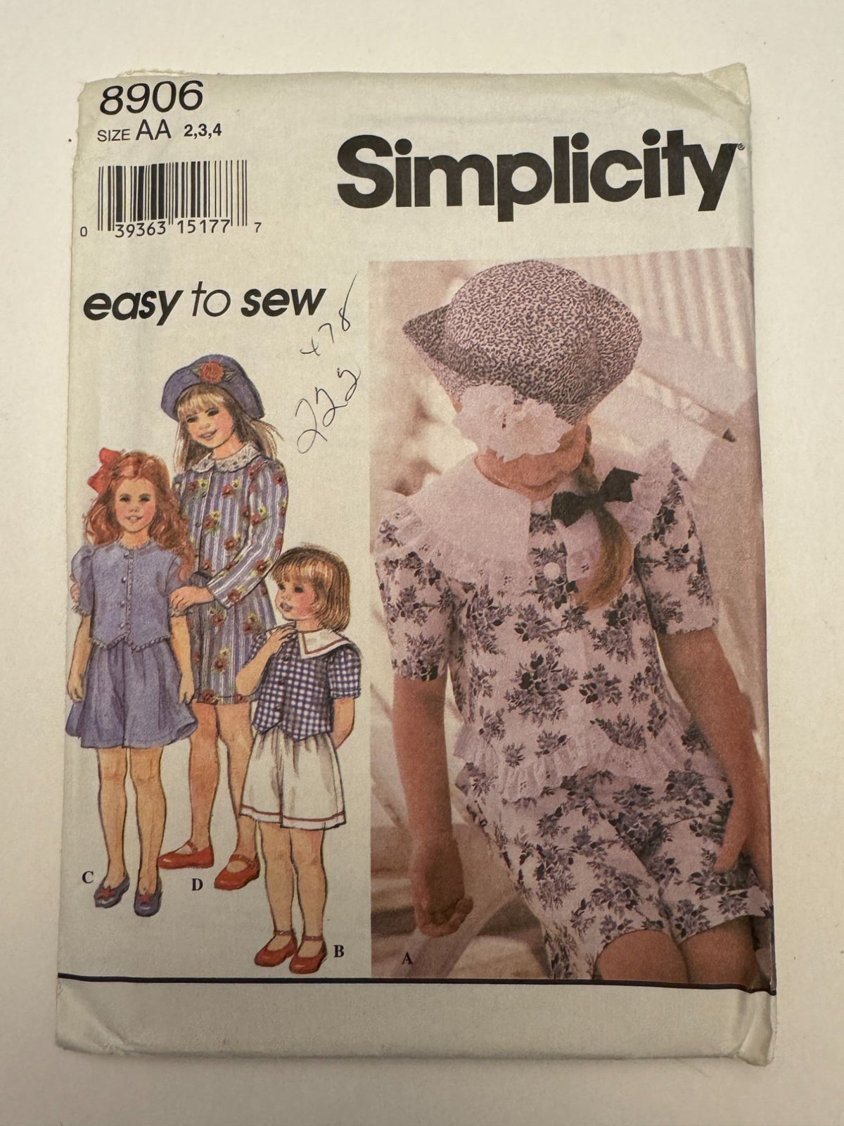 Simplicity Sewing Pattern 8906 Shirt Shorts Outfit Summer Easy Girls 2 3 4 Uncut