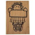 Azadi Earles Rubber Stamp Country Girl Doll Holding Sign Label Frame Folk Art Cardmaking