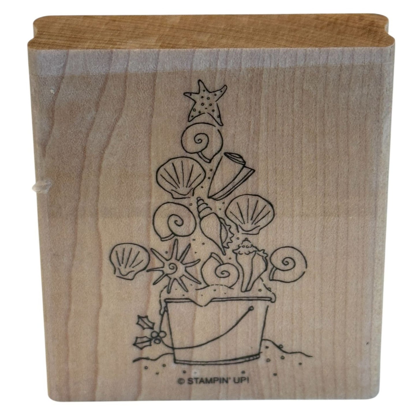 Stampin Up Rubber Stamp Christmas Tree Beach Seashell Sea Shells Sand Bucket