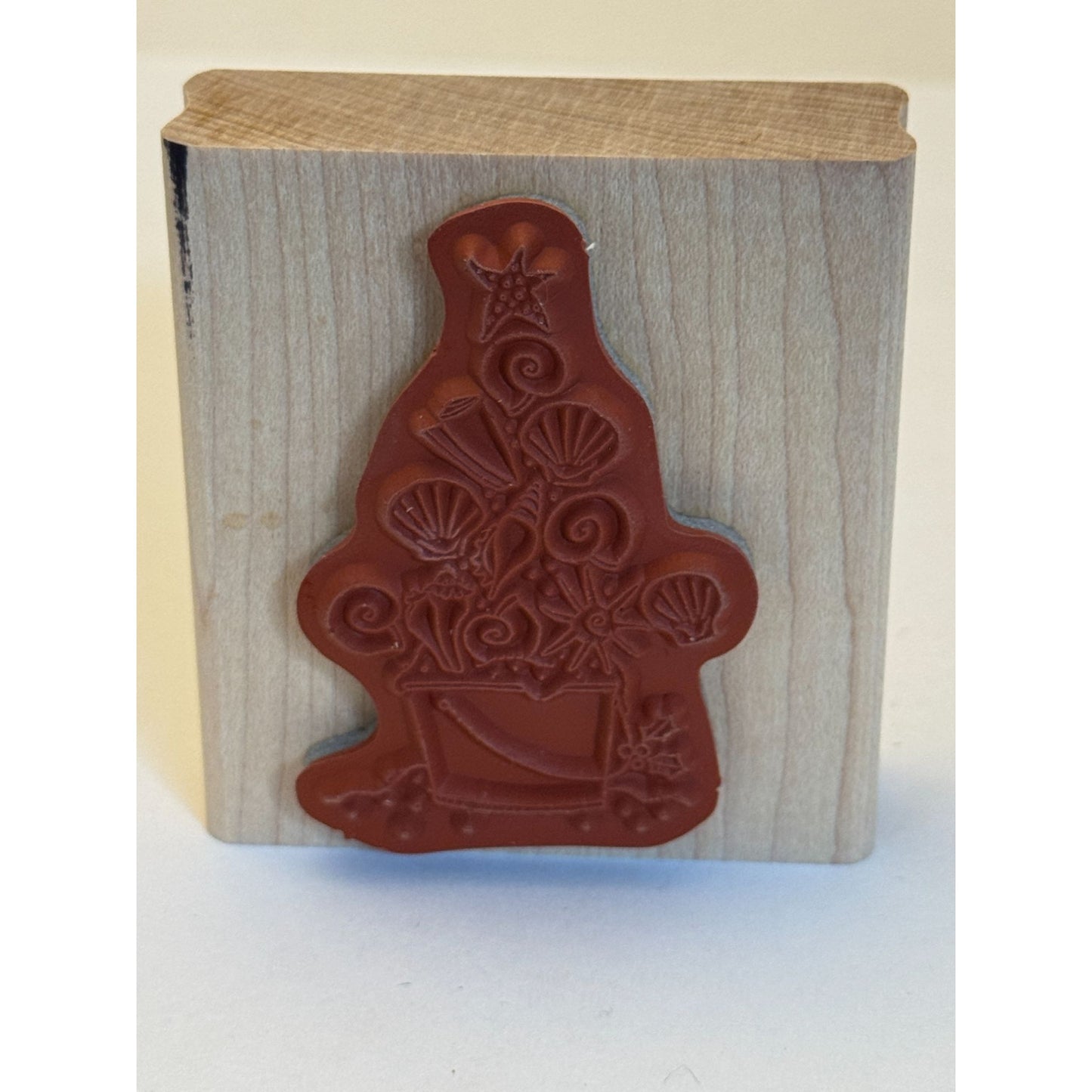 Stampin Up Rubber Stamp Christmas Tree Beach Seashell Sea Shells Sand Bucket